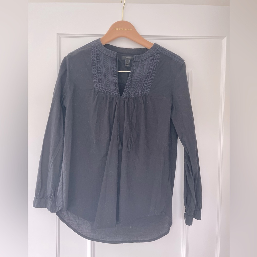 J-Crew Black Embroidered Tunic - Size 4
